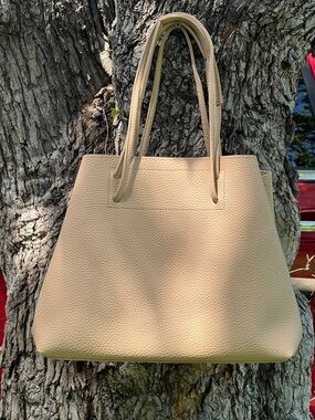 8 Other Reasons Cream Pebbled Leather Tote Bag